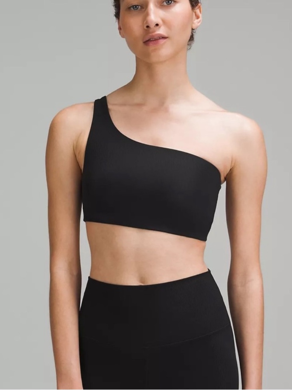 lululemon athletica Black One-Shoulder Ribbed Sports Bra